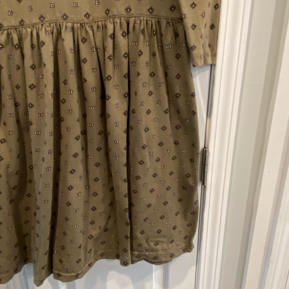 VTG Stephanie Robbin’s Size M Olive Green Cotton Long Sleeve Drop Hem Dress - Picture 3 of 11